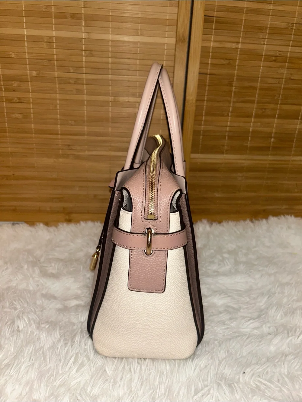 Michael Kors Mercer tote bag Pebble Leather Pink, White Beige Purse handbag